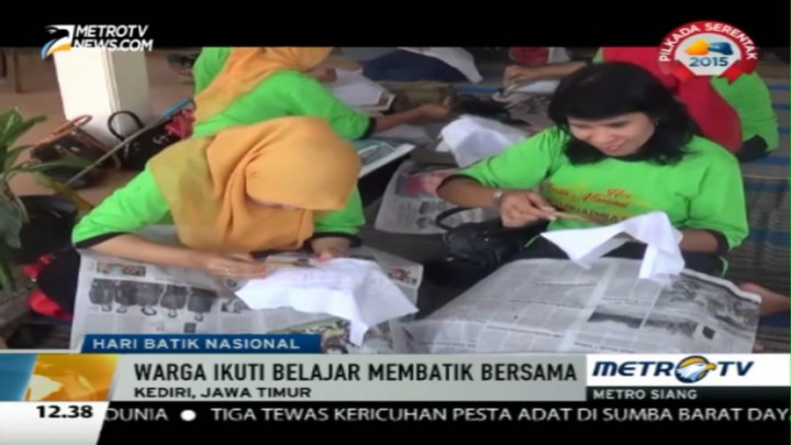 Peringati Hari Batik, Ratusan Warga Kediri Belajar Membatik Massal