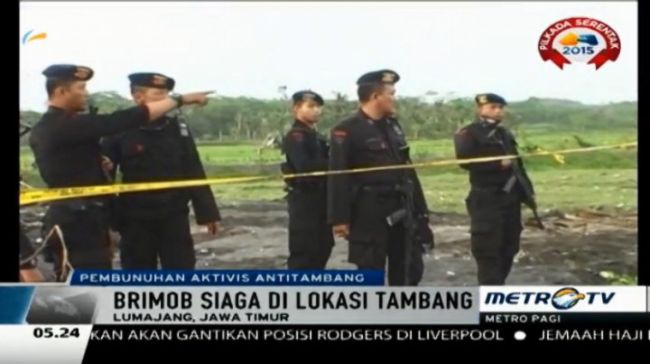 Personel Brimob Amankan Kawasan Tambang Pasir Ilegal di Lumajang
