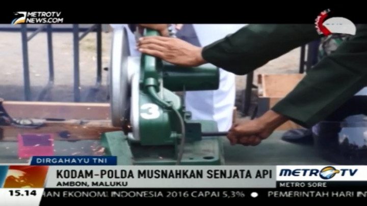 Peringati HUT ke-70 TNI, Kodam Pattimura Musnahkan 362 Senjata Api