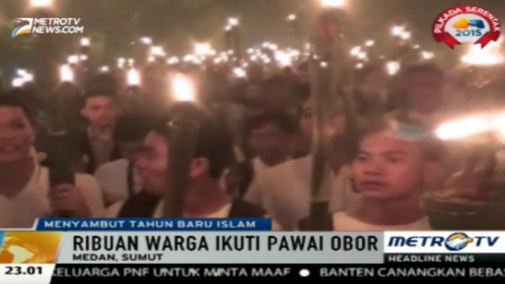 Sambut Tahun Baru Islam, Ribuan Warga Medan Gelar Pawai Obor