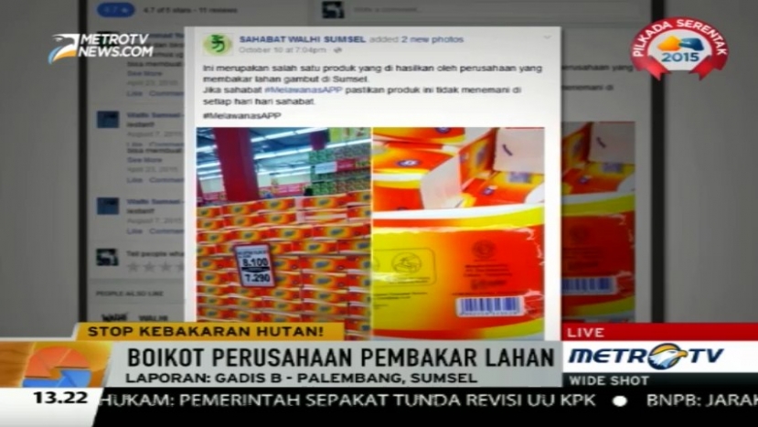 Walhi Sumsel Himbau Warga Boikot Perusahaan Pembakar Lahan