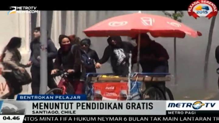 Bentrokan Pelajar dengan Polisi di Chili, Tuntut Pendidikan Gratis