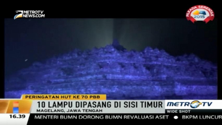 Candi Borobudur Membiru Peringati HUT ke-70 PBB