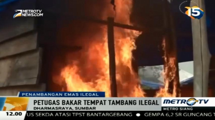 Pemkot Dhamasraya Bakar Tempat Penambangan Emas Ilegal