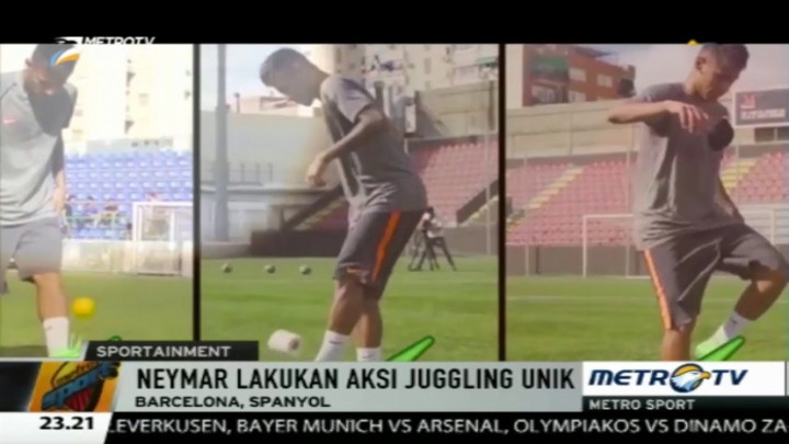 Aksi Juggling Unik Neymar Gunakan Tiga Benda Berbeda