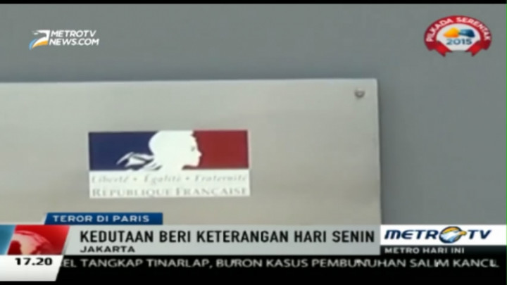 Kedubes Prancis di Jakarta Kibarkan Bendera Setengah Tiang