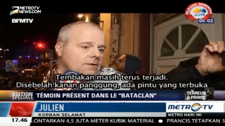 Keluar Lewat Atap Gedung, Pria Ini Selamat dari Serangan di Paris