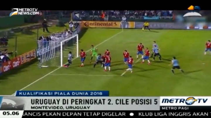 Uruguay Bekuk Chili 3-0 dalam Kualifikasi Piala Dunia 2018