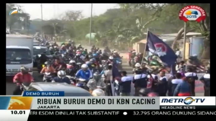 Aksi Demo Ribuan Buruh KBN Cacing Ganggu Aktivitas Lalin