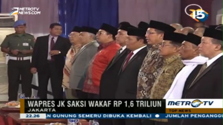 Jusuf Kalla Jadi Saksi Wakaf Rp1,6 Triliun  