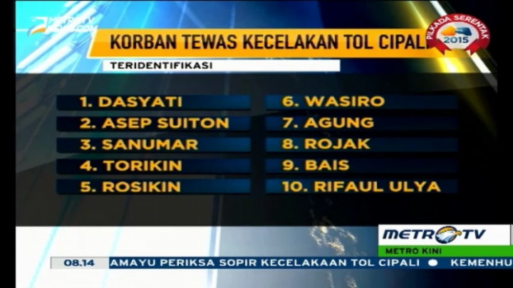 10 Korban Tewas Kecelakaan Tol Cipali Teridentifikasi