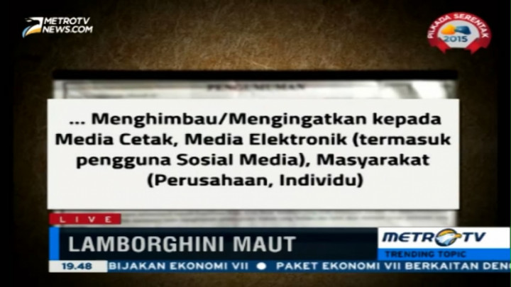 Pegamat Nilai Surat Ancaman Pengacara Lamborghini Maut tak Berdampak Apapun