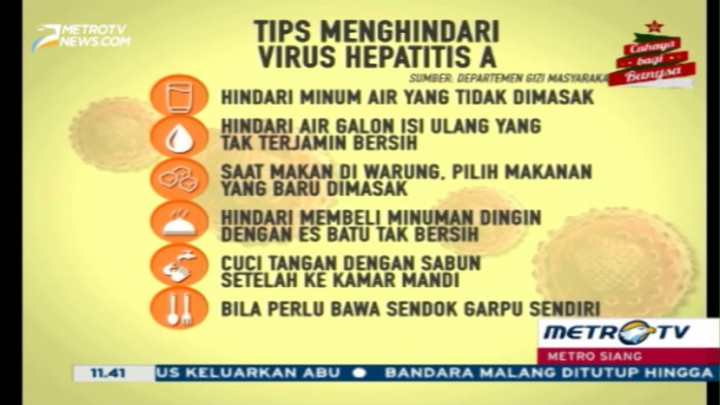 Ketahui Cara Tepat Hindari Virus Hepatitis A