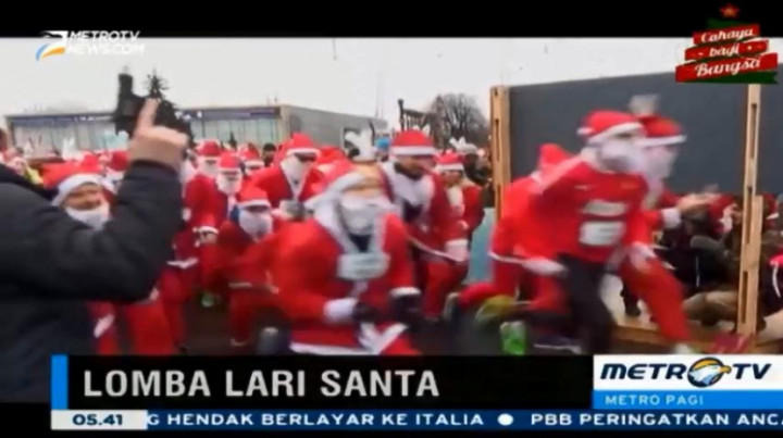 Lomba Lari Berpakaian Sinterklas Digelar di Moskow