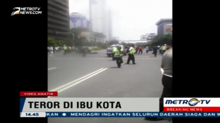 Video Amatir Polisi Ditembak di Jalan Thamrin