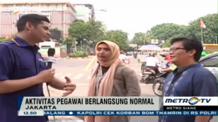  Aktivitas Kerja di Kawasan Sarinah Berlangsung Normal