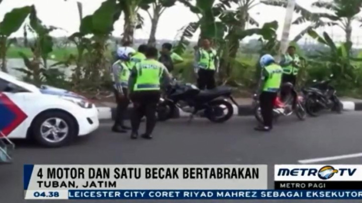 4 Motor dan Sebuah Becak Tabrakan Beruntun, 1 Tewas dan 5 Luka-Luka 
