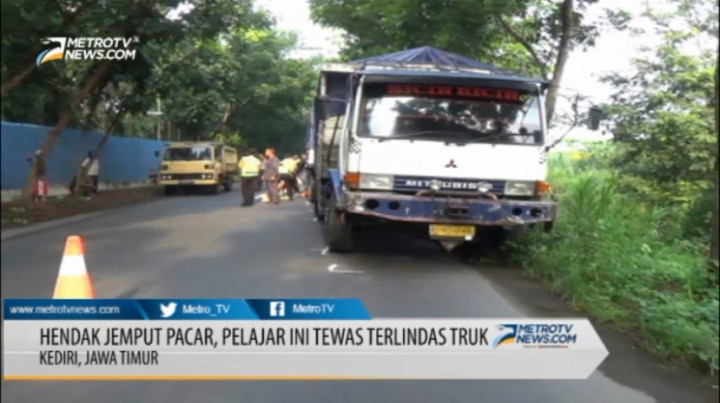 Hendak Jemput Pacar, Pelajar di Kediri Tewas Terlindas Truk  