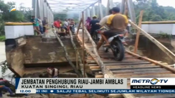 Diguyur Hujan, Jembatan Penghubung Riau-Jambi Ambles