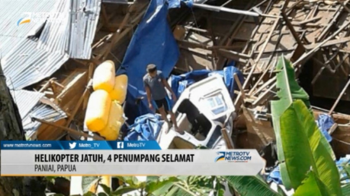 Heli Jatuh di Permukiman Pendulang Emas, 4 Penumpang Selamat 