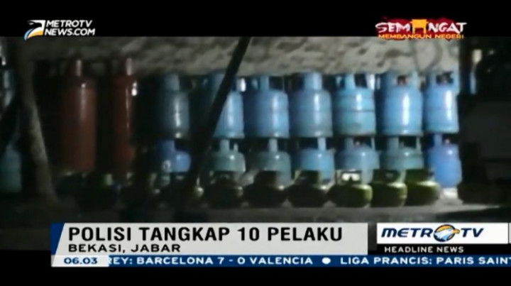 Polisi Gerebek Gudang Pengoplos Gas