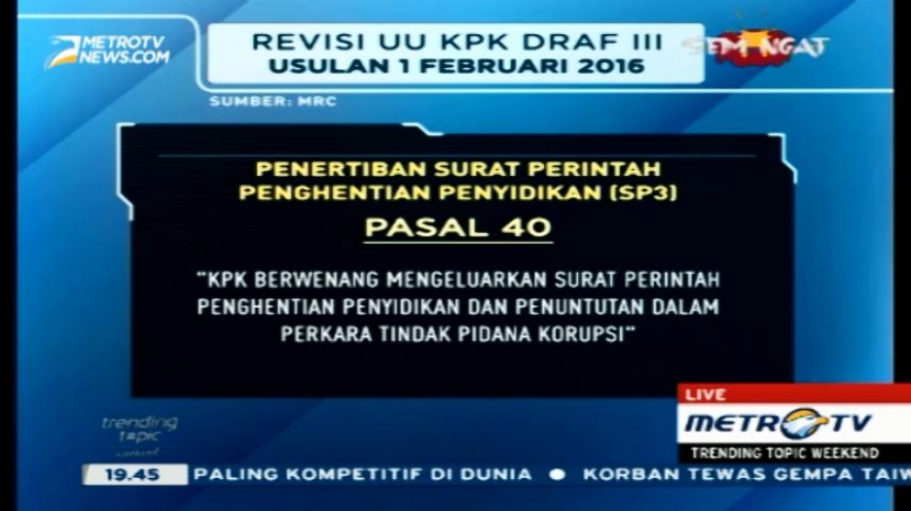Revisi UU KPK Dinilai Tak Mendesak