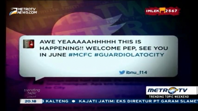 Kumpulan Cuitan Menyambut Kedatangan Guardiola di Manchester City