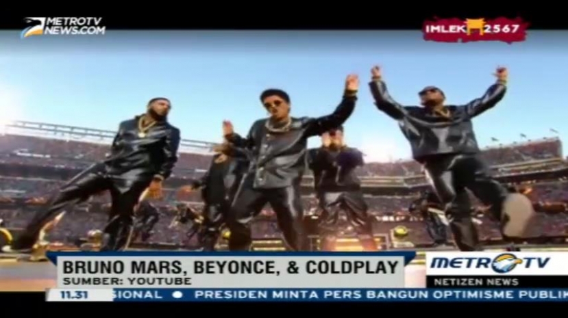 Aksi Spektakuler Bruno Mars di Super Bowl