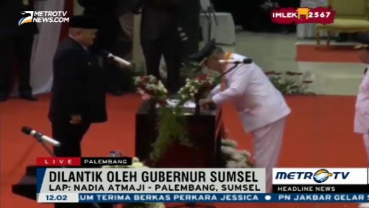 Pelantikan Tujuh Bupati di Sumsel Dihadiri Ribuan Warga