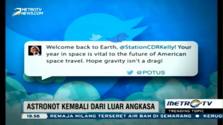 Obama Sambut Kepulangan Astronot NASA Lewat Twitter
