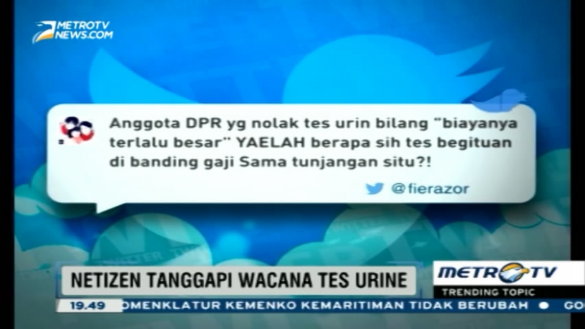 Netizen Tanggapi Wacana Tes Urine Anggota DPR