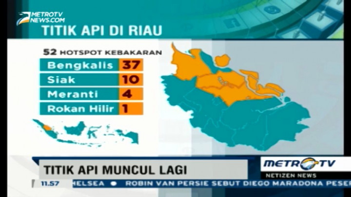 Puluhan Titik Api Muncul Kembali di Riau
