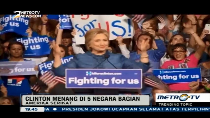 Super Tuesday 3, Clinton Sapu Bersih 5 Negara Bagian 