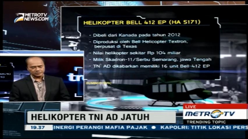 Cuaca Diduga Jadi Penyebab Jatuhnya Helikopter TNI di Poso
