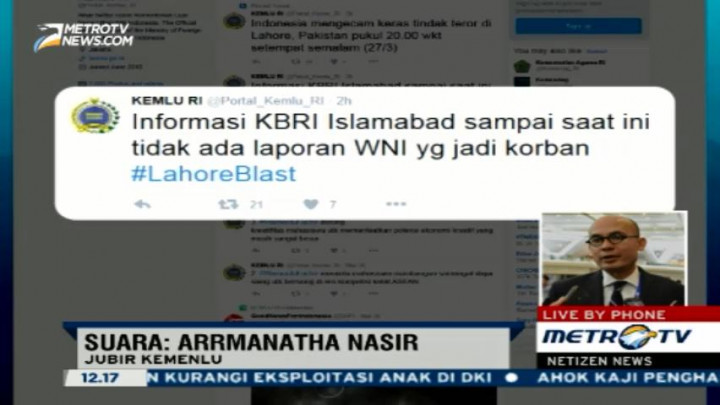 Belum Ada Laporan Korban WNI dalam Ledakan di Lahore
