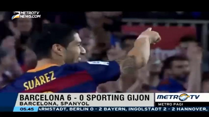 Suarez Kembali Cetak <i>Quattrick</i>, Barca Gasak Gijon 6-0