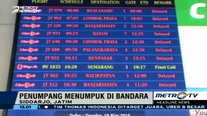 Ribuan Calon Penumpang Lion Air Telantar di Bandara Juanda