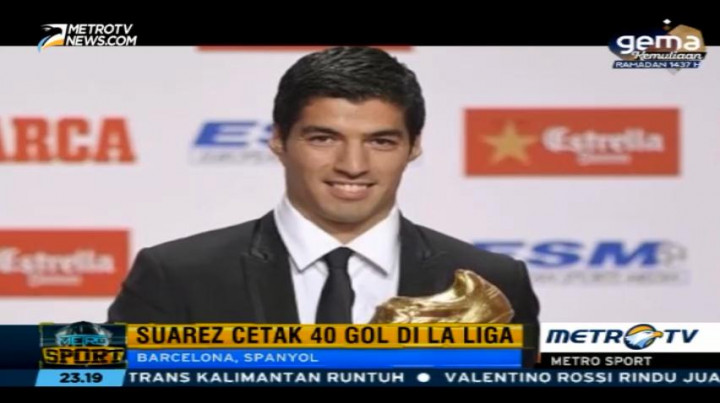 Luis Suarez Raih Sepatu Emas Eropa