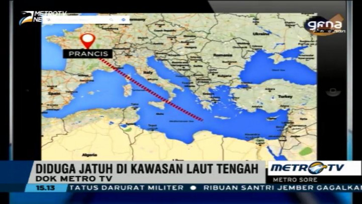 EgyptAir Diduga Jatuh di Kawasan Laut Tengah