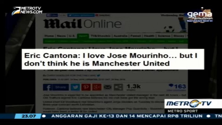 Eric Cantona Nilai Mourinho Tak Cocok Melatih MU