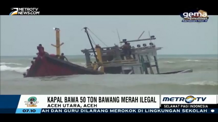 Kapal Berisi 50 Ton Bawang Merah Ilegal Karam di Perairan Seunuddon