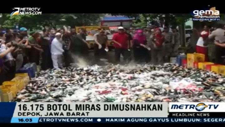 Polresta Depok Musnahkan 16.175 Botol Miras