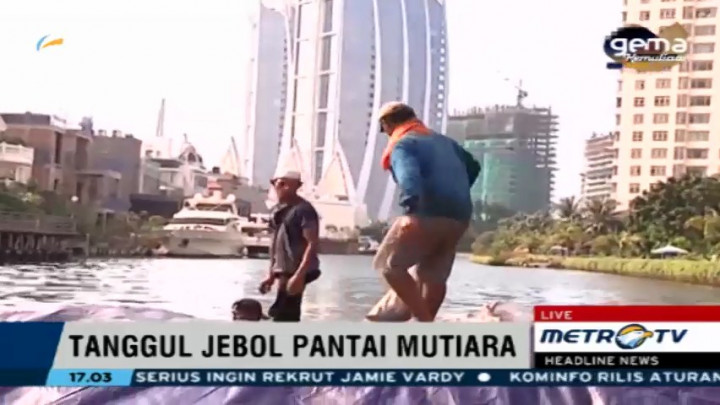 Perbaikan Sementara Tanggul Pantai Mutiara Terus Dilakukan