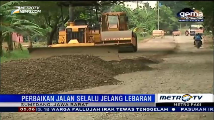 Perbaikan Jalan di Cijelag Jelang Lebaran