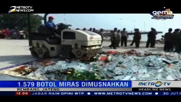 Polres Rembang Musnahkan Ribuan Botol Miras Hasil Operasi Pekat