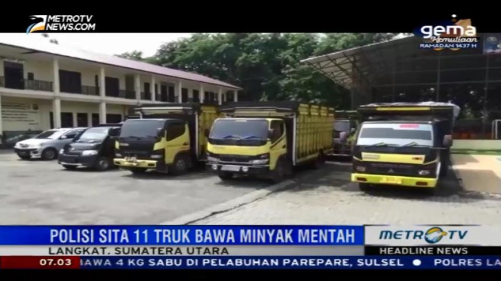 Polres Langkat Sita Kendaraan Pembawa 93 Ton Minyak Mentah Ilegal