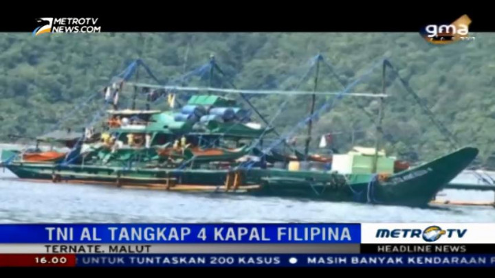 TNI AL Tangkap Empat Kapal Pencuri Ikan Asal Filipina