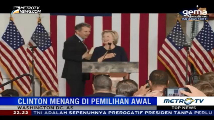 Clinton Menang Pemilu Pendahuluan Terakhir di Washington