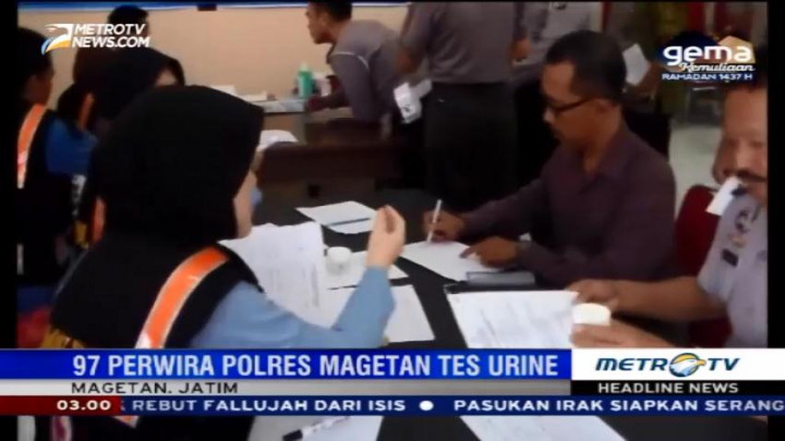 Puluhan Perwira Polres Magetan Jalani Tes Urine