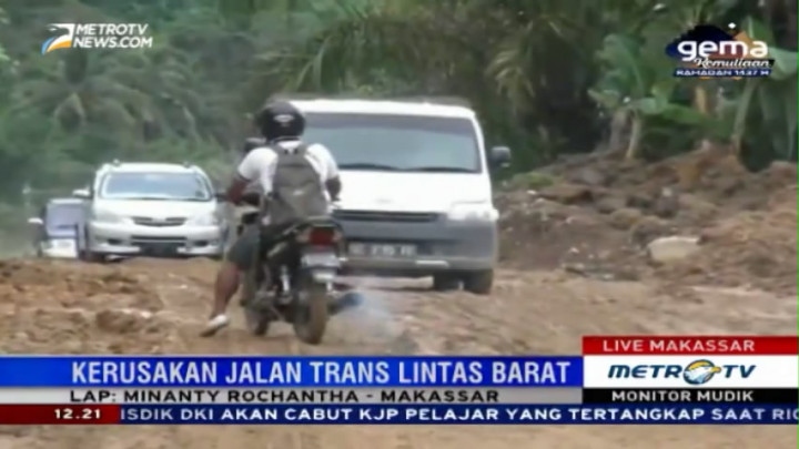 Kerusakan Jalur Lintas Barat Sulawesi Masih Parah